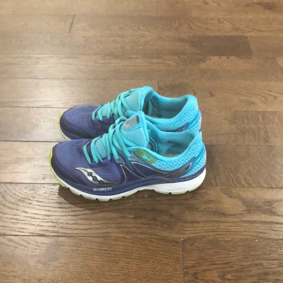 Saucony Triumph ISO 3 Teal and Purple Athletic Shoes - Picture 3 of 5